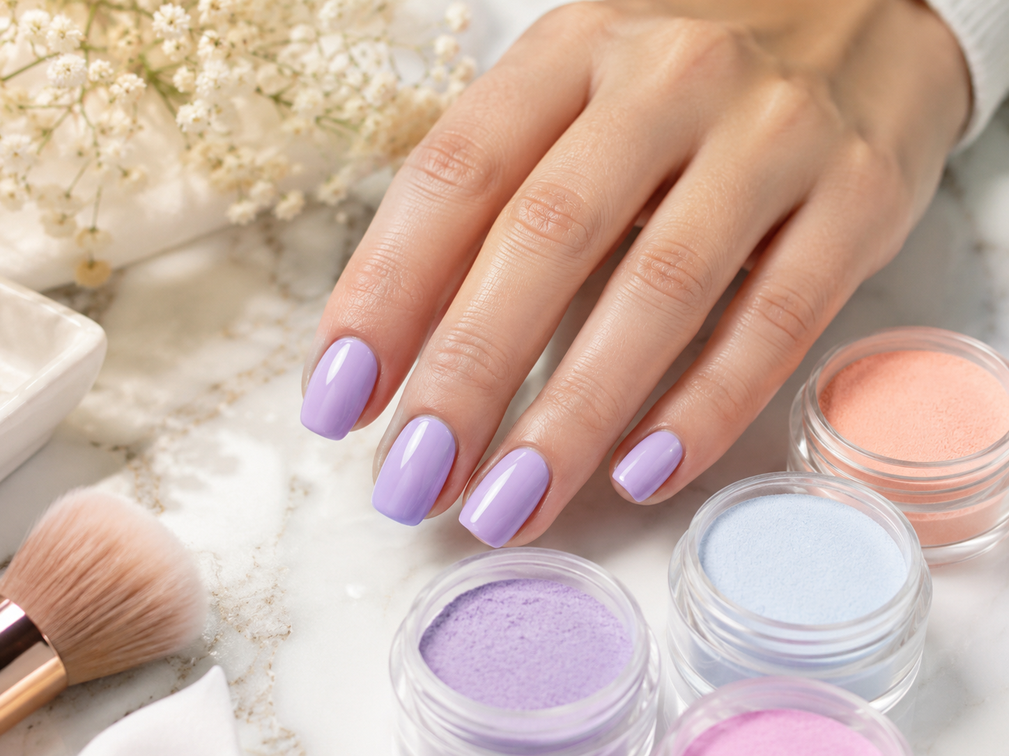Dip powder nails with a smooth even finish